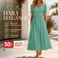 👗✨ ¡OFERTA 50% OFF! Vestido V Holgado de Mujer con Manga Corta – Corte Suelto, Cómodo y Elegante para Todos los Días 🌿💫