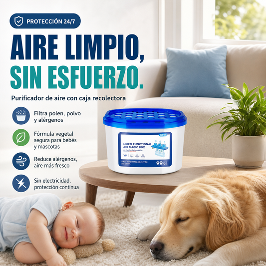 Caja mágica para purificación de aire interior y eliminación de polvo. No requiere electricidad