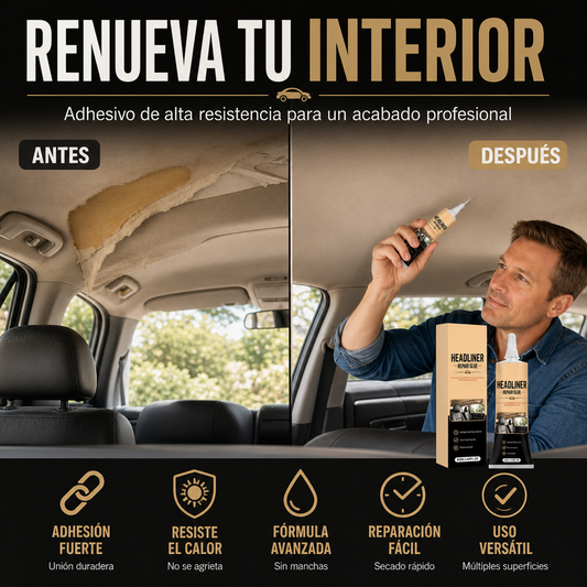 🎉49K+ Vendidos 🚗 Pegamento Impermeable para Reparar el Revestimiento del Techo del Coche, Adhesivo de Alta Resistencia para Techos Caídos e Interiores del Coche