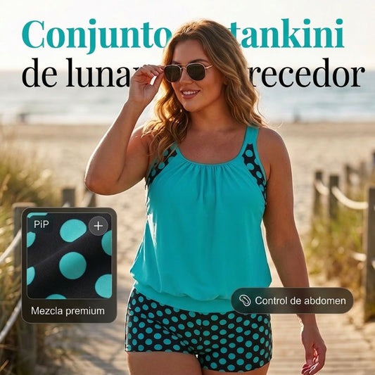 🥳OFERTA ESPECIAL DE VERANO🌊✨Bañador de dos piezas de lunares para mujer: corte favorecedor y estilo veraniego y elegante