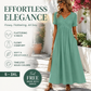 👗✨ ¡OFERTA 50% OFF! Vestido V Holgado de Mujer con Manga Corta – Corte Suelto, Cómodo y Elegante para Todos los Días 🌿💫