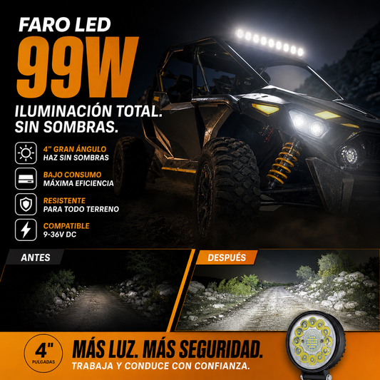 Modulo LED de 4 pulgadas y 99 W para todoterreno