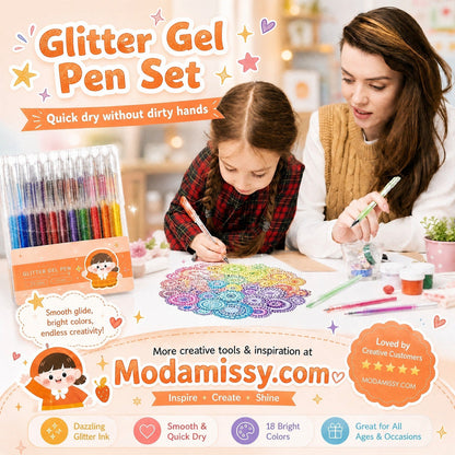 ✨¡Más de 80.000 unidades vendidas! 🎁 Set de bolígrafos de gel con purpurina – Escritura fluida 🎨