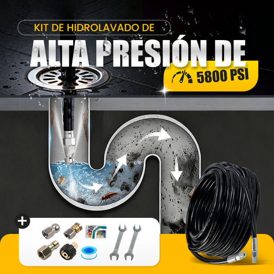 🚿 Kit de Limpieza para Alcantarillado 5800 PSI - Boquilla Rotativa y Manguera Reforzada para Desatascar Tuberías 🛠️✨