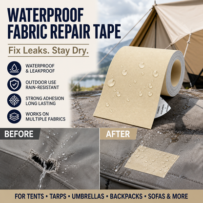 ⛺¡50% DE DESCUENTO AHORA! ✨Parche autoadhesivo para reparar lonas, cinta adhesiva impermeable para reparar telas, fuerte adhesión resistente a la lluvia para tiendas de campaña, lonas, mochilas y paraguas.