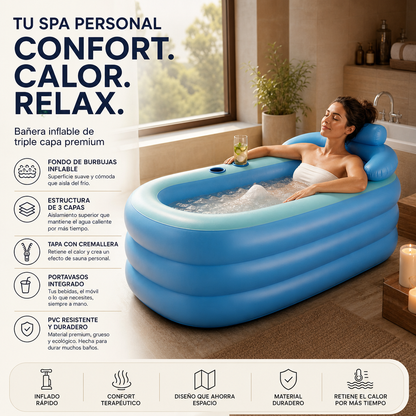 🛁✨ Bañera Inflable para Adultos – Spa Portátil, Relájate en Casa con Máxima Comodidad 🏠💆‍♂️