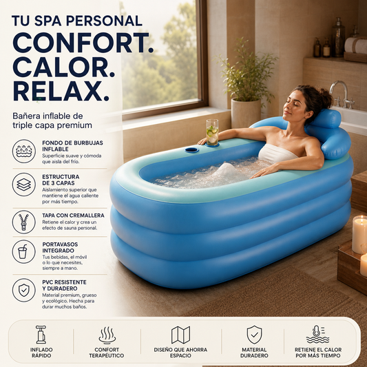 🛁✨ Bañera Inflable para Adultos – Spa Portátil, Relájate en Casa con Máxima Comodidad 🏠💆‍♂️