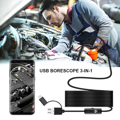 Cámara endoscópica industrial con cámara serpiente USB 3 en 1 para endoscopio de tipo C, Android y PC