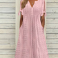 💃Vestido elegante sólido cuello pico calado de mujer