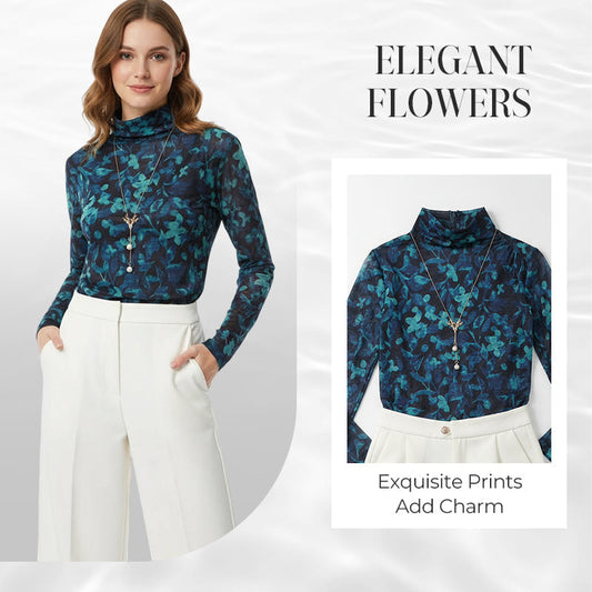 Top de Malla Elegante con Estampado Floral para Mujer