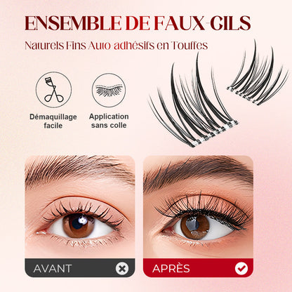 Kit de Pestañas Autoadhesivas en Racimos - Efecto Natural y Fino