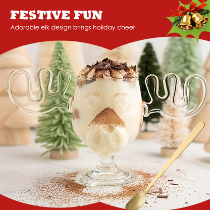 Taza de Cristal de Alce Única para una Navidad Alegre