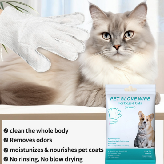 ⏰Último día 50% de descuento💝Toallitas y guantes prácticos y eficaces para mascotas sin necesidad de lavarlos