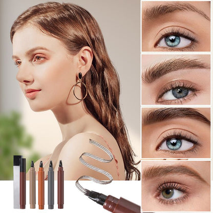 💖 Plumón Impermeable de Barba y Cejas de 4 Puntas – Definición Precisa y Natural ✨