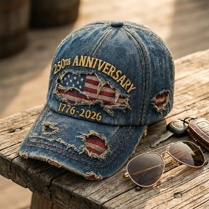 Gorra de béisbol desgastada del 250 aniversario