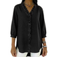 👕 Blusa de Mezclilla para Mujer – Cuello V con Volantes, Manga 3/4, Doble Bajo, Tela Transpirable