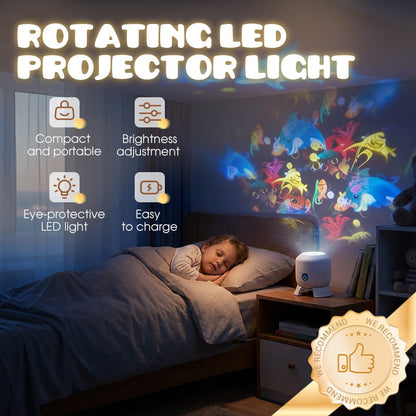 Proyector de Luz LED Giratorio y Dinámico – Calma y relajación para tu hogar. Las suaves luces en movimiento alivian las noches de inquietud. Perfecto para el dormitorio o la sala de estar. 🌙✨