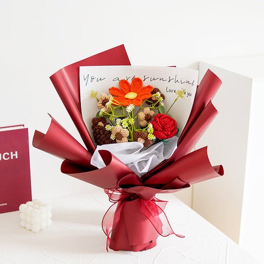 🔥【¡Oferta especial por el Día de la Madre!】🔥Delicado ramo de flores de ganchillo hecho a man