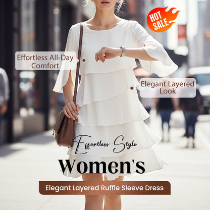 ⏰ Vestido con superposiciones y mangas con volantes | Elegancia femenina y desenfadada 🌸