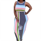 Vestido Largo Ajustado de Rayas Sin Mangas para Mujer