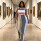 Vestido Largo Ajustado de Rayas Sin Mangas para Mujer