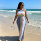 Vestido Largo Ajustado de Rayas Sin Mangas para Mujer