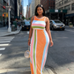 Vestido Largo Ajustado de Rayas Sin Mangas para Mujer
