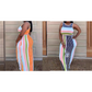 Vestido Largo Ajustado de Rayas Sin Mangas para Mujer