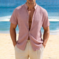 👔 ¡50% DE DESCUENTO POR TIEMPO LIMITADO! 🍂 Camisa de manga corta con cuello mao para hombre, ideal para el verano: transpirable, texturizada y de corte relajado 🏖️