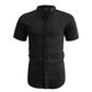 👔 ¡50% DE DESCUENTO POR TIEMPO LIMITADO! 🍂 Camisa de manga corta con cuello mao para hombre, ideal para el verano: transpirable, texturizada y de corte relajado 🏖️