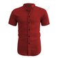 👔 ¡50% DE DESCUENTO POR TIEMPO LIMITADO! 🍂 Camisa de manga corta con cuello mao para hombre, ideal para el verano: transpirable, texturizada y de corte relajado 🏖️