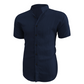 👔 ¡50% DE DESCUENTO POR TIEMPO LIMITADO! 🍂 Camisa de manga corta con cuello mao para hombre, ideal para el verano: transpirable, texturizada y de corte relajado 🏖️