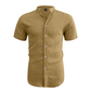 👔 ¡50% DE DESCUENTO POR TIEMPO LIMITADO! 🍂 Camisa de manga corta con cuello mao para hombre, ideal para el verano: transpirable, texturizada y de corte relajado 🏖️