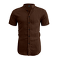 👔 ¡50% DE DESCUENTO POR TIEMPO LIMITADO! 🍂 Camisa de manga corta con cuello mao para hombre, ideal para el verano: transpirable, texturizada y de corte relajado 🏖️
