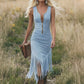 👗SOLO POR TIEMPO LIMITADO: ¡50 % DE DESCUENTO! Vestido retro de estilo vaquero, sin mangas, corte entallado, largo midi,que realza la figura, ideal para conciertos de música country y vacaciones