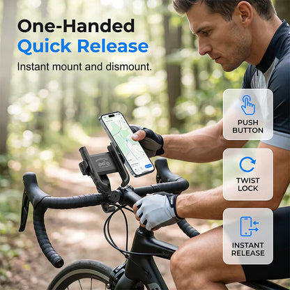 🎉 ¡Oferta de 2026! ¡Más de 42.000 unidades vendidas! 🚴‍♂️ Soporte para teléfono de bicicleta de liberación rápida: sistema SecureLock y acolchado a prueba de golpes 📱