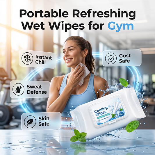 Toallitas húmedas refrescantes portátiles para el gimnasio.