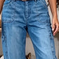 👖 ¡50% DE DESCUENTO POR TIEMPO LIMITADO! ✨ Pantalones vaqueros cortos elásticos informales para mujer – Corte recto, cintura media, múltiples bolsillos 🌿