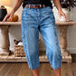 👖 ¡50% DE DESCUENTO POR TIEMPO LIMITADO! ✨ Pantalones vaqueros cortos elásticos informales para mujer – Corte recto, cintura media, múltiples bolsillos 🌿