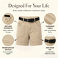 Pantalones cortos elásticos informales para mujer con bolsillos utilitarios.