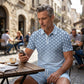 ⏳Oferta por tiempo limitado⏰ Conjunto de camiseta con cuello y pantalón corto para hombre con estampado geométrico: diseño moderno y transpirable para un look coordinado 🔷