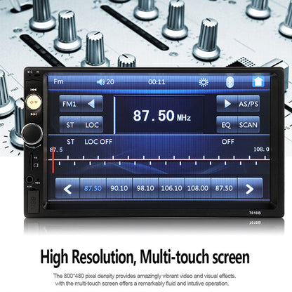 Reproductor MP5 para coche de 7 pulgadas, 2 DIN, con pantalla táctil y Bluetooth.