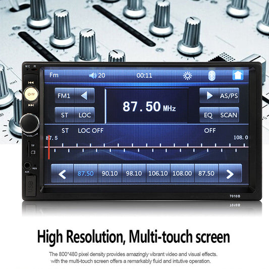 Reproductor MP5 para coche de 7 pulgadas, 2 DIN, con pantalla táctil y Bluetooth.
