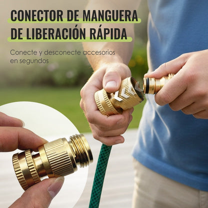 Juego de Conectores Rápidos de Latón Macizo 3/4" para Manguera de Jardín