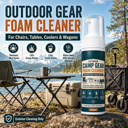 🏕️¡50% DE DESCUENTO AHORA! Limpiador de espuma para artículos de camping al aire libre con toalla de limpieza: potente espuma quitamanchas para sillas, mesas, neveras portátiles y carros plegables de camping.