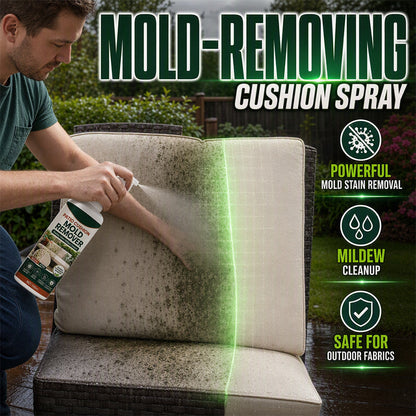 ¡50% DE DESCUENTO AHORA! Spray quitamohos para cojines de patio, potente limpiador de manchas de moho, spray de rápida eliminación de moho y hongos, seguro para cojines de tela de exterior, solución de limpieza para tapicería de muebles de patio.
