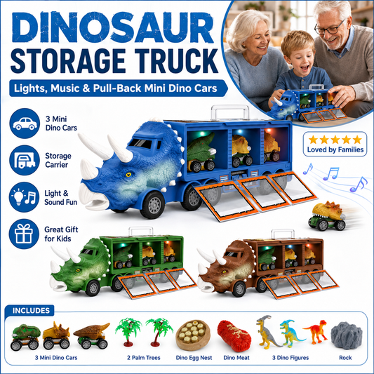 Camión de juguete interactivo transportador de dinosaurios