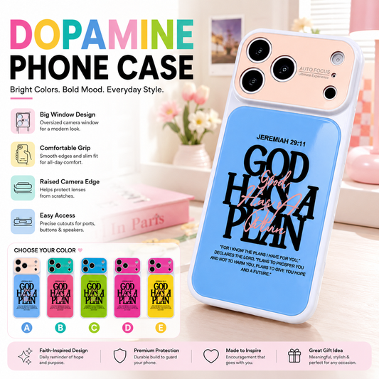 🎨 ¡50% DE DESCUENTO AHORA! Funda protectora para teléfono con diseño de dopamina y ventana grande para la cámara. Funda a prueba de golpes inspirada en la fe, cómoda y delgada, con recortes precisos para uso diario y una idea de regalo significativa.