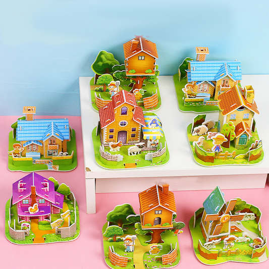10 PCS 3D House Puzzles for Kids